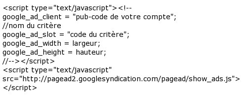 exemple de code Adsense